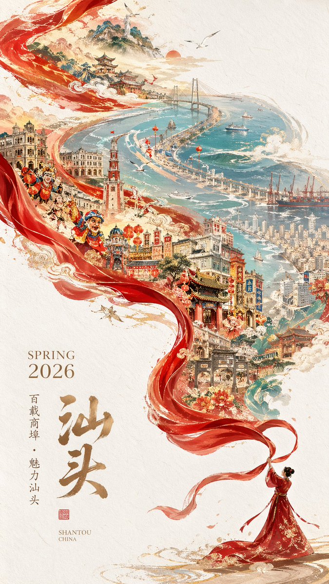 史诗中国城市景观丝带海报 2