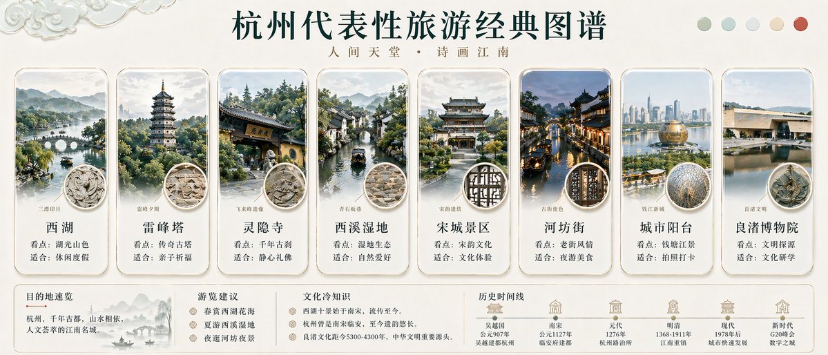 杭州旅游信息图海报