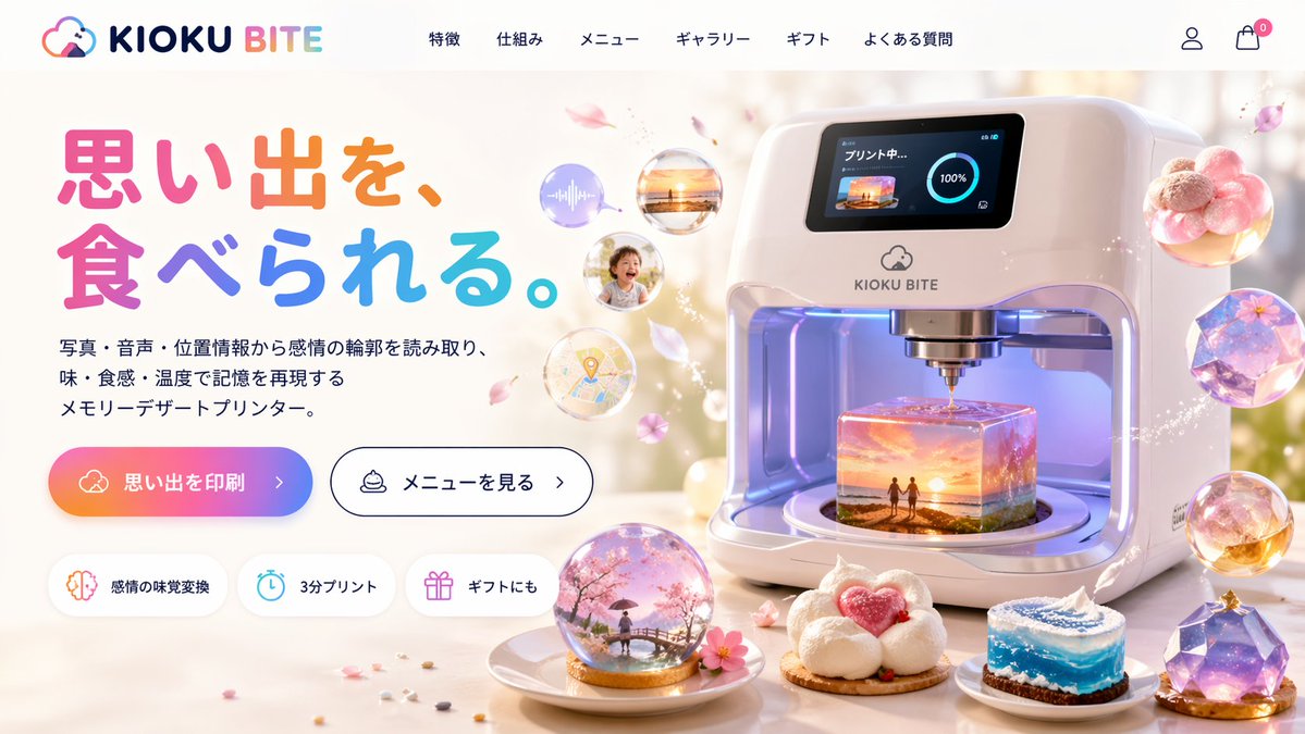 未来派3D食品打印机着陆页