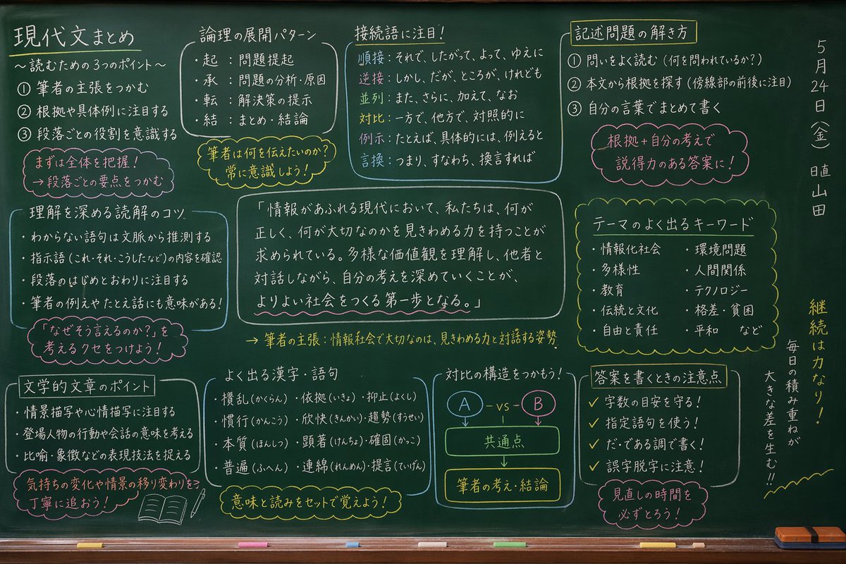 日语课堂黑板笔记
