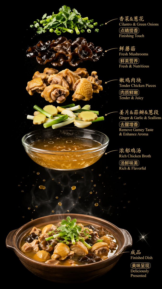 奢华鸡汤食材海报