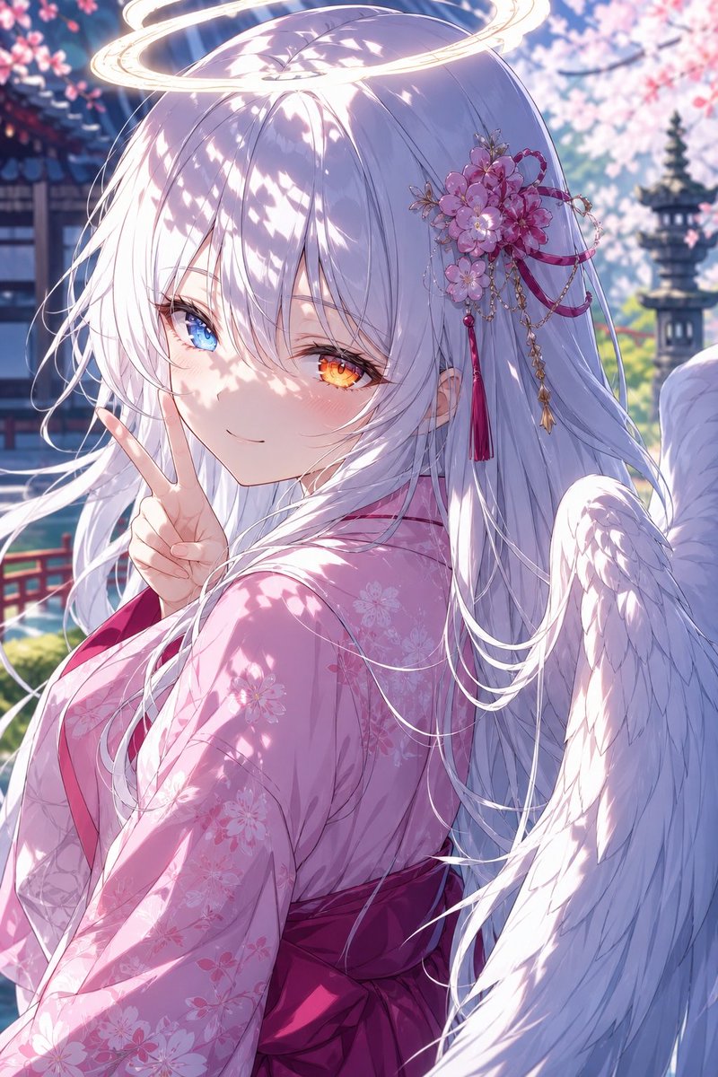 プロフィール/アバター - 桜の着物を着た天使の少女