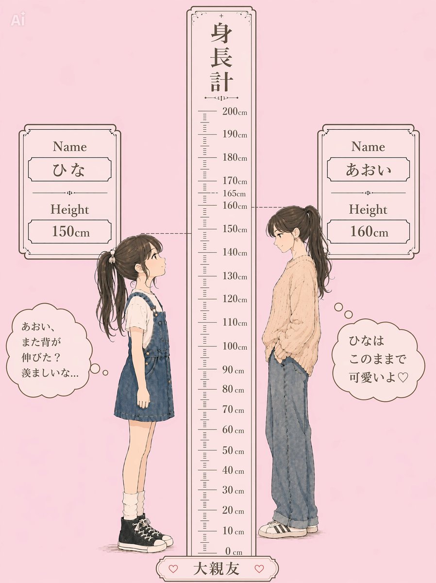 インフォグラフィック / 教育ビジュアル - ソフトカラーの身長差親友