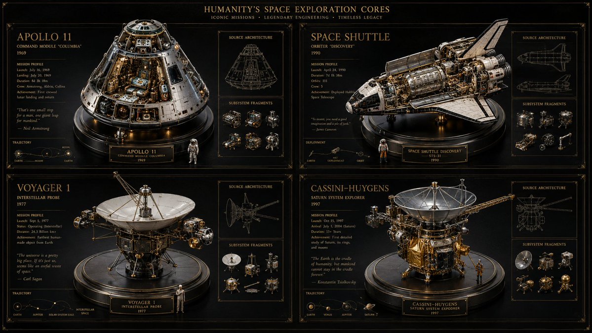 Infografik / Bildungsvisualisierung - Technische Relikte von Weltraummissionen