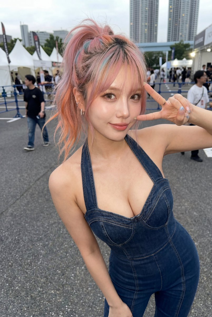 ソーシャルメディア投稿 - デニムオーバーオールのスナップ写真
